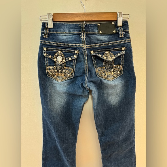 Pre-Owned Size 12 Rodeo Girl Dark Blue Rhinestone Embellished Jeans - Picture 6 of 12